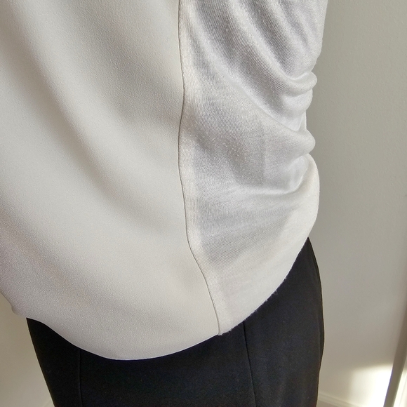 Ann Taylor Winter White Mixed Media Jersey Tank Scoop Neck Layering Shell MP - Picture 9 of 16